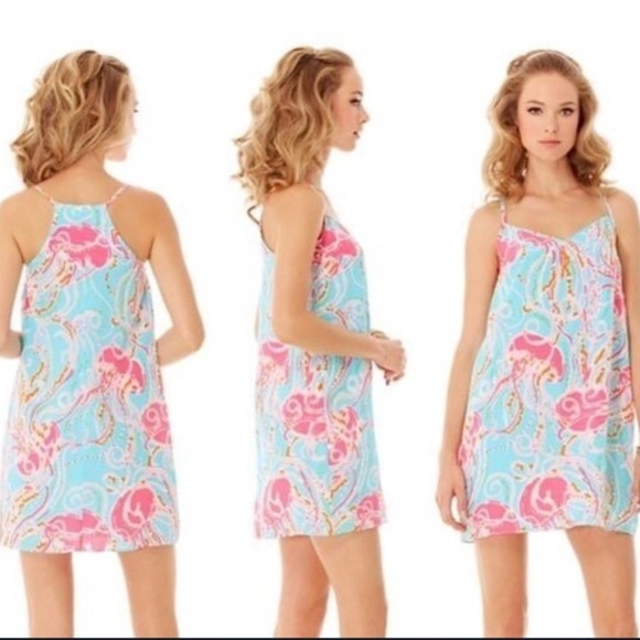Lilly Pulitzer Dusk Silk Tank Dress Jellies Be Jammin Size Medium - Picture 1 of 14
